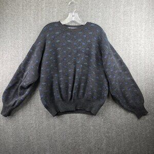 Woodstock International Sweater Mens XL Gray Wool Geometric Crewneck Pullover